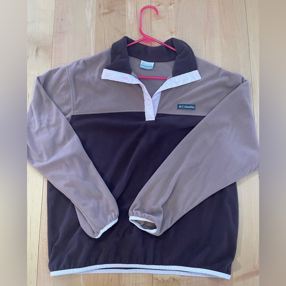 Columbia Colorblock Fleece Pullover - Taupe & Dark Brown